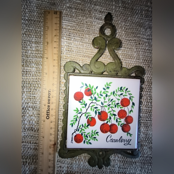 Vintage Cranberries Cast Iron Framed Tile Trivet - Picture 3 of 8